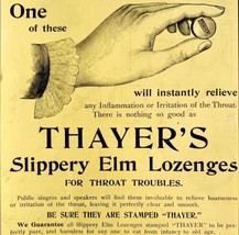 Thayer&#39;s Slippery Elm Lozenges 1894 Advertisement Victorian Medical ADBN1L - £16.01 GBP
