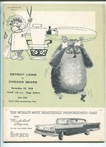 Detroit Lions Vs Chicago Bears Nfl Football Program 11/23/1958.-vf - £79.67 GBP