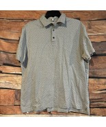 Peter Millar Crown Large Polo Short Sleeve Grey Blue Floral Pattern Golf... - $27.85