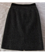 Antonio Melani Black White Striped Glittery Knee Length Skirt Size 0 Wool - £20.54 GBP