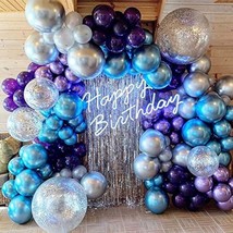 Macaron Purple Balloon Arch Garland Kit-Macaron Purple Balloon Metallic Purple B - £31.26 GBP