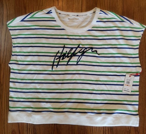 Tommy Hilfiger Nautical Stripe Top Womens 2X French Terry Sweatshirt Short Sleev Item image 2
