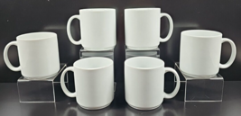 (6) Williams Sonoma Everyday White Dinnerware Mugs Set Restaurant Ware C... - £67.67 GBP