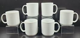 (6) Williams Sonoma Everyday White Dinnerware Mugs Set Restaurant Ware Cups Lot - £64.59 GBP