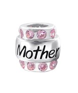 925S Mother Pink Charm Bead European Bracelet for Mom or Wear as Necklace - £18.93 GBP