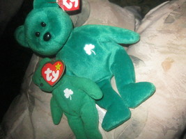 B EAN Ie Baby Erin Retired IN`97 And Baby Erin` Green Bears - £50.35 GBP