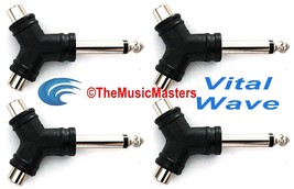 (4) 1/4&quot; Male Mono Plug to Dual RCA Jacks (F) Audio Cable Cord Adapters ... - £8.99 GBP