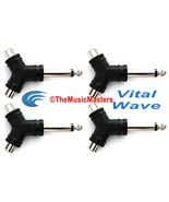 (4) 1/4&quot; Male Mono Plug to Dual RCA Jacks (F) Audio Cable Cord Adapters ... - £8.95 GBP