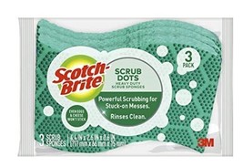 Scotch-Brite Scrub Dots Non-Scratch Scrub Sponge, Green, Pack of 3 Scrub Sponges - £4.70 GBP