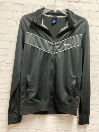 Nike Logo Mens Full Zip Front Athletic Jacket Lightweight Pockets Black M - $9.89