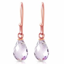 Galaxy Gold GG 14k Rose Gold Fish Hook Earrings with Natural Pink Topaz - £203.49 GBP+