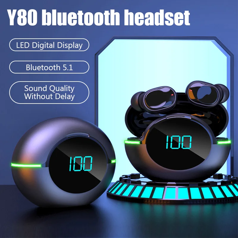 Play Y80 Wireless Bluetooth Headset IPX4 Waterproof Headphones In-Ear Touch Cont - £23.05 GBP