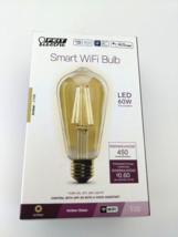 LOT of (2) Bulbs FEIT Electric ST19 /60 watt 60w Smart WIFI Bulb Amber -... - £29.52 GBP