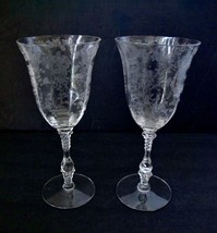 Set of Two 2 Cambridge Rose Point Clear Water Glasses 8 3/8&quot; Tall Goblets - £31.96 GBP