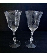 Set of Two 2 Cambridge Rose Point Clear Water Glasses 8 3/8&quot; Tall Goblets - £31.23 GBP