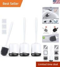 Hygienic 3 Pack Toilet Brush with Removable Holder - Soft Silicone Cleaning - $828.15 MXN