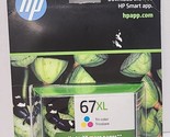 GENUINE HP 67XL TRI-COLOR INK CARTRIDGE - NEW FACTORY SEALED BOX EXP Jan... - £19.73 GBP