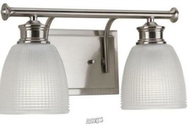 Lucky Collection 2-Light Brushed Nickel Bathroom Vanity Light with Glass... - $75.99