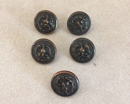 Lot of 5 Vtg US Navy Antique Brass Eagle Round Metal Plastic Shank Buttons 1.5cm - £13.56 GBP