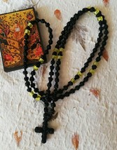 100 Black Yellow Men Orthodox Prayer rope Unisex rosary Chotki Brojanica gift - £24.91 GBP