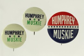 Vintage Political Campaign Pinback Buttons 3PC Lot 1968 Humphrey &amp; Muskie - £12.72 GBP