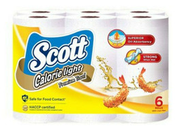 Scott Calorie Light Premium Kitchen Tissue Paper 6 Rolls X 60Sheets Oil Absorb - £48.36 GBP