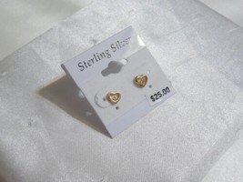 Department Store 18k Gold/Sterling Silver Crystal Heart Stud Earrings R614 - $12.47