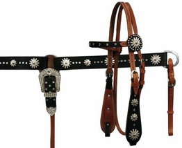 Western Saddle Horse Bling! Hair on Leather Tack Set Bridle + Breast Collar - £70.98 GBP