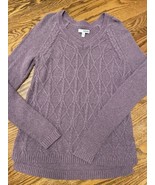 Sonoma Women&#39;s Light Purple Plum Long Sleeve Sweater Small Cable knit V ... - £7.44 GBP