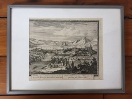 Antique 1800s Civitas Geneve Architecture Swiss Alps Book Plate Lithograph Art - £62.47 GBP