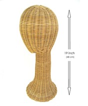 VTG Wicker Mannequin Head Hat Stand Natural Rattan Wig Store Display 19&quot; Tall - £59.19 GBP