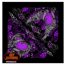 New Hearts Wings Girls LIVE LOVE RIDE Purple Bandana 21&quot; x 21&quot; Biker Hea... - $5.95