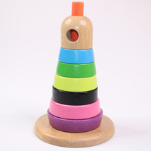 Ikea Mula Wooden MULTI-COLORED Stacker Educational Toy Colorful Wood Blocks - £7.28 GBP