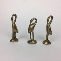 3 VTG Solid Brass Crane Heron Figurines Figures 3 1/2” &amp; 3 1/8” Tall Used - £17.13 GBP