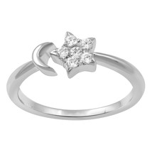 1/5CT TW Diamond Moon &amp; Star Cluster Fashion Ring in Sterling Silver - £37.56 GBP