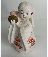 Retro HALL Japanese Geisha BISQUE PORCELAIN Traditional GIRL Figurine St... - $128.69