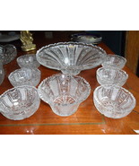 Bohemia Crystal Cut funnel bowl &amp; 6 individual fruit bowls BARDEJOV Czec... - $5,121.45 MXN