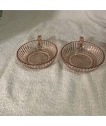 Anchor Hocking Queen Mary Pink Prismatic Ribbed Set of 2 Tab Handle Bowl... - $20.31 CAD