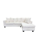 Kendal Modern Ivory Stripe Fabric Sectional Sofa with Chaise - $2,064.46 CAD
