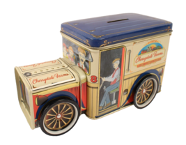 Vintage Cherrydale Farms Delivery Truck Tin Box Coin Bank with Rotating ... - $8.49