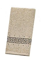 Avanti Premier Athena Fingertip Towels Beige Embroidered Bath Greek Key Set of 2 - $38.10