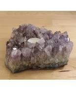 Brazilian AMETHYST Geode Cluster Candle Tea Light Holder Purple - $373.95 MXN
