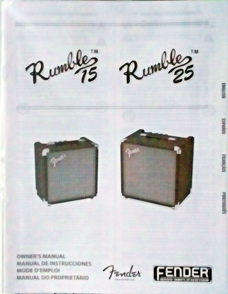 Fender Rumble 15 and Rumble 25 Bass Guitar Amp Owner&#39;s Manual Booklet, New. - $15.79