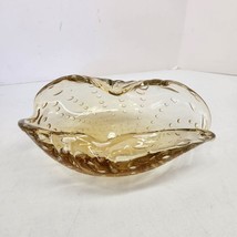 Vintage Murano Yellow Glass Folded Candy Dish/Ashtray With Controlled Bu... - £19.02 GBP