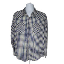 Western Plans Button Up Shirt ~ Sz XL ~ Blue  ~ Long Sleeve ~ Plaid - £17.71 GBP