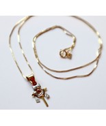 Dainty Religious 14k Gold Necklace Multitone INRI Jesus Pendant Thin Box... - £116.09 GBP
