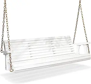 Upgraded Patio Wooden Porch Swing For Courtyard &amp; Garden, Heavy Duty 880... - £232.58 GBP