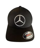 Mercedes-Benz Flexfit Black Baseball Cap Silver Logo Fitted Hat S/M - $18.00