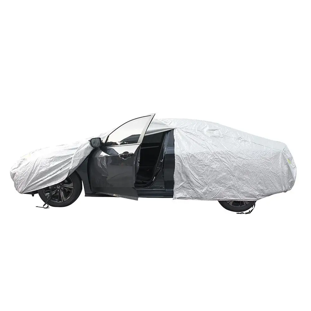 Large Aluminum Film Car Cover Saloon Full Coverage with Zipper Door Thicken - £63.94 GBP+