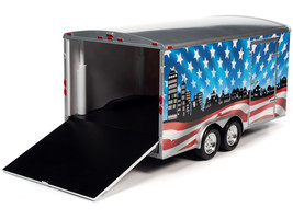 Four Wheel Enclosed Car Trailer Patriotic &quot;Brave and Bold&quot; with Graphics for 1/1 - £58.98 GBP
